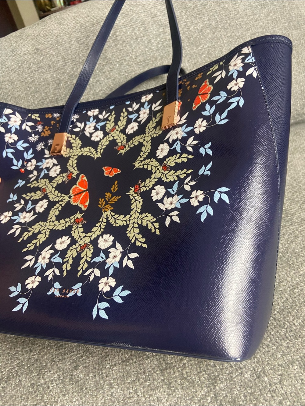 Ted Baker London Navy Floral & Butterfly Tote - Picture 6 of 12